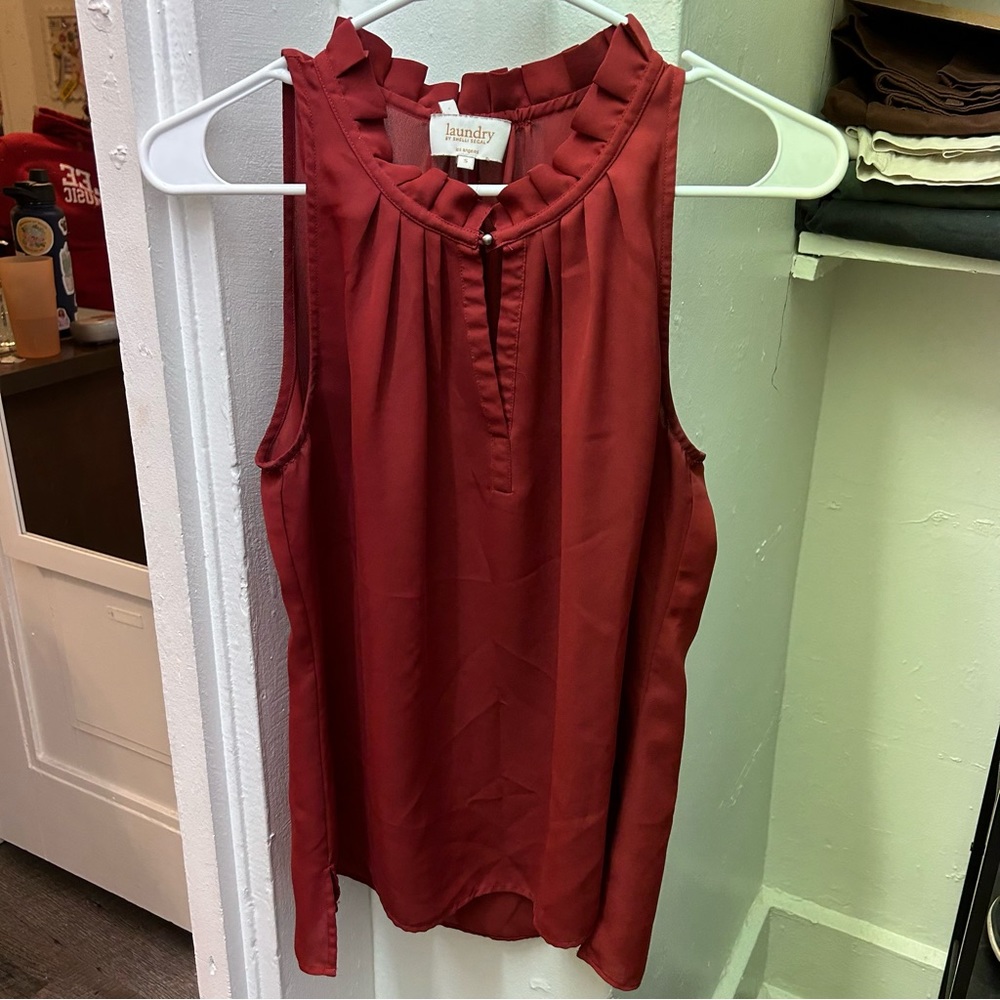 Deep Red Flowy Blouse Tank Top